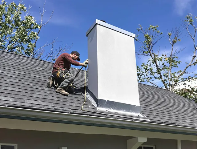 Brunswick Chimney Sweep team member finishing chimney construction in Brunswick, OH