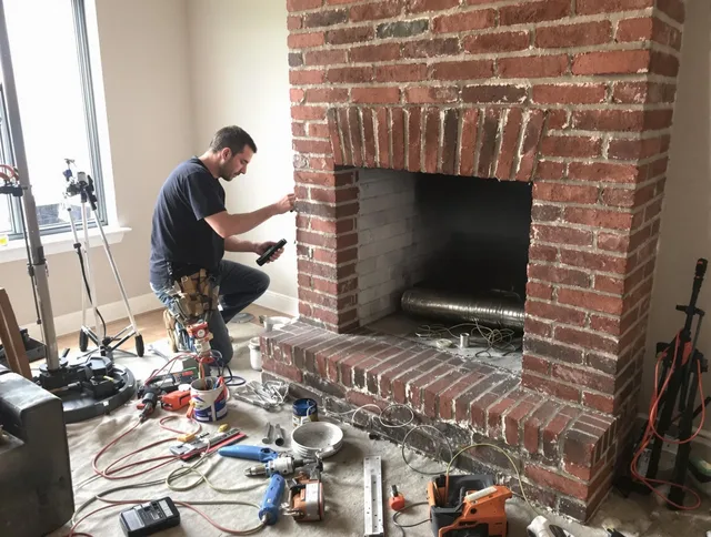 Brunswick Chimney Sweep specialist finalizing chimney liner service in Brunswick, OH