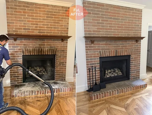 Brunswick Chimney Sweep carefully sanitizing a fireplace in Brunswick, OH