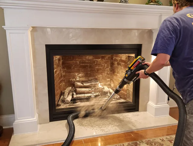 Fireplace cleaning performed by Brunswick Chimney Sweep in Brunswick, OH