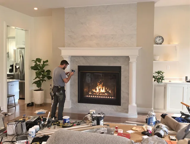 Newly installed fireplace by Brunswick Chimney Sweep in Brunswick, OH